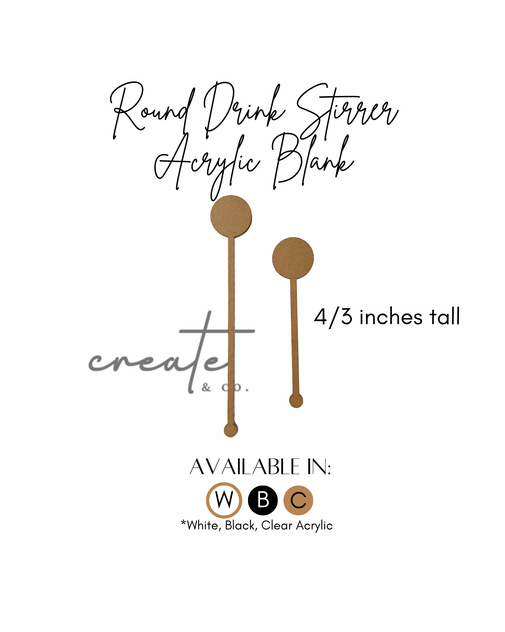 Round Drink Stirrer Acrylic Blank