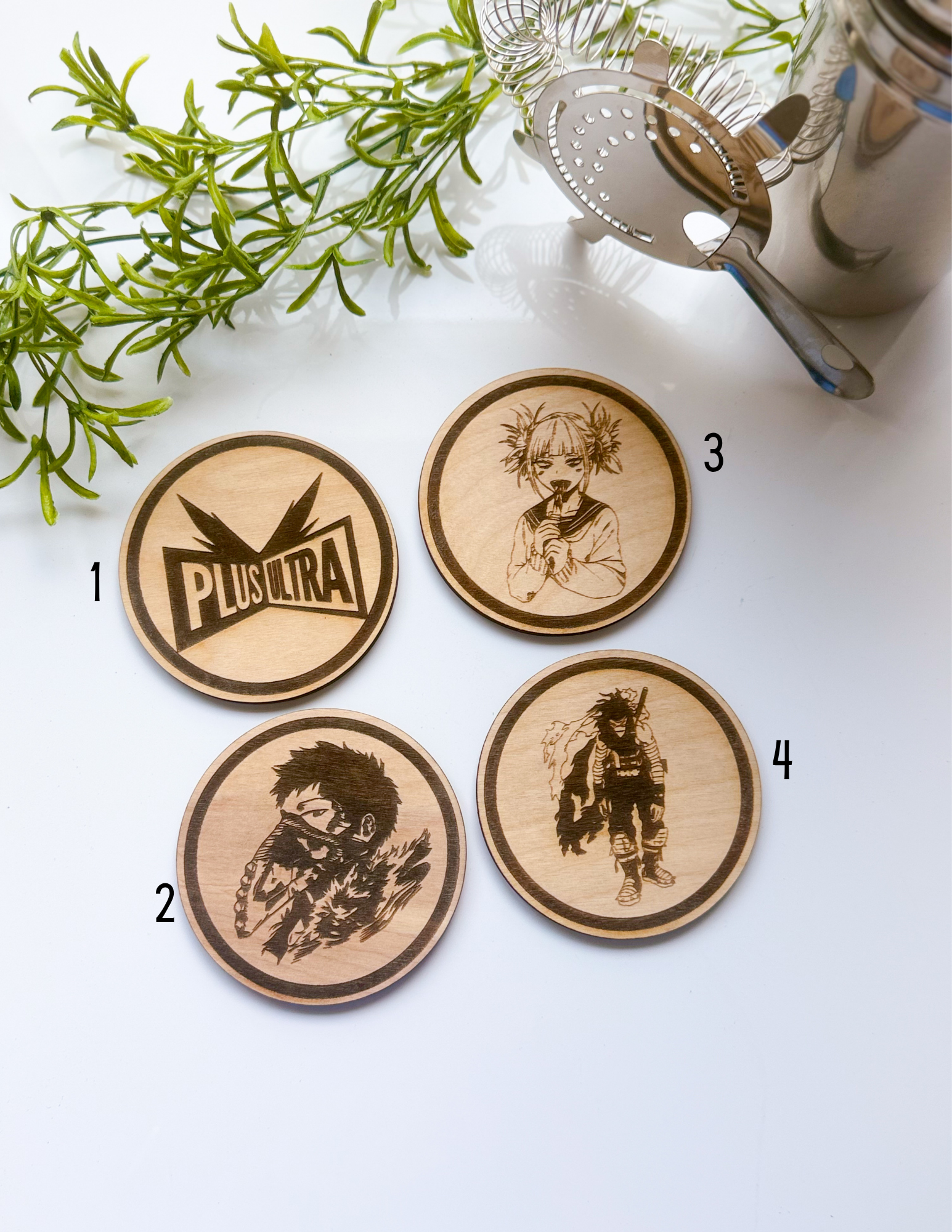 Hero Academia Wood Coasters