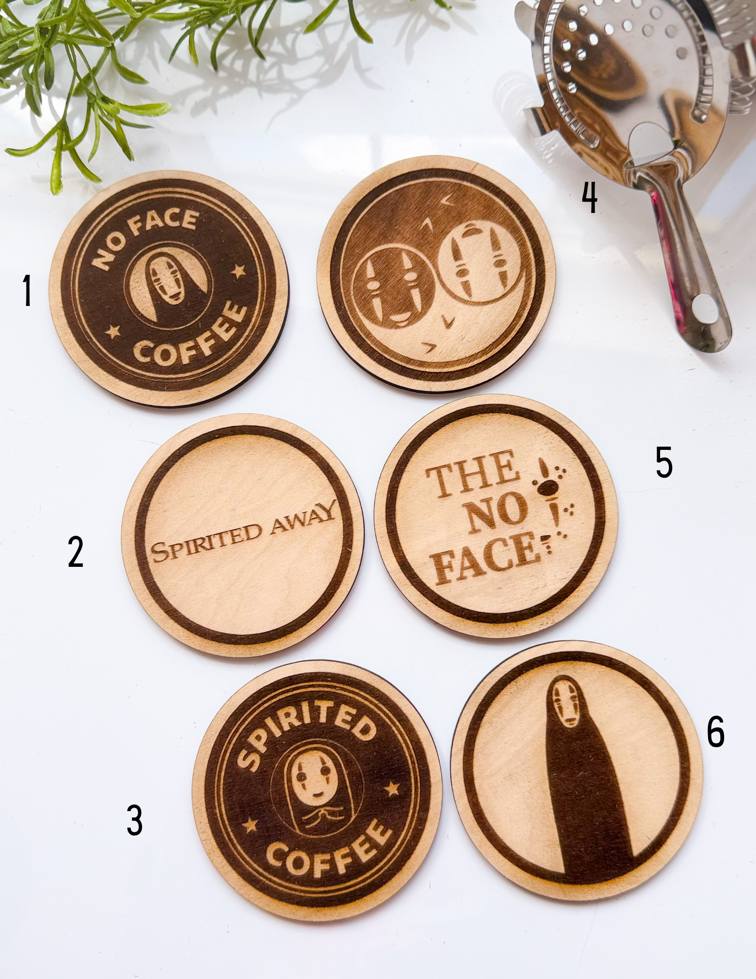 No Face Wood Coasters