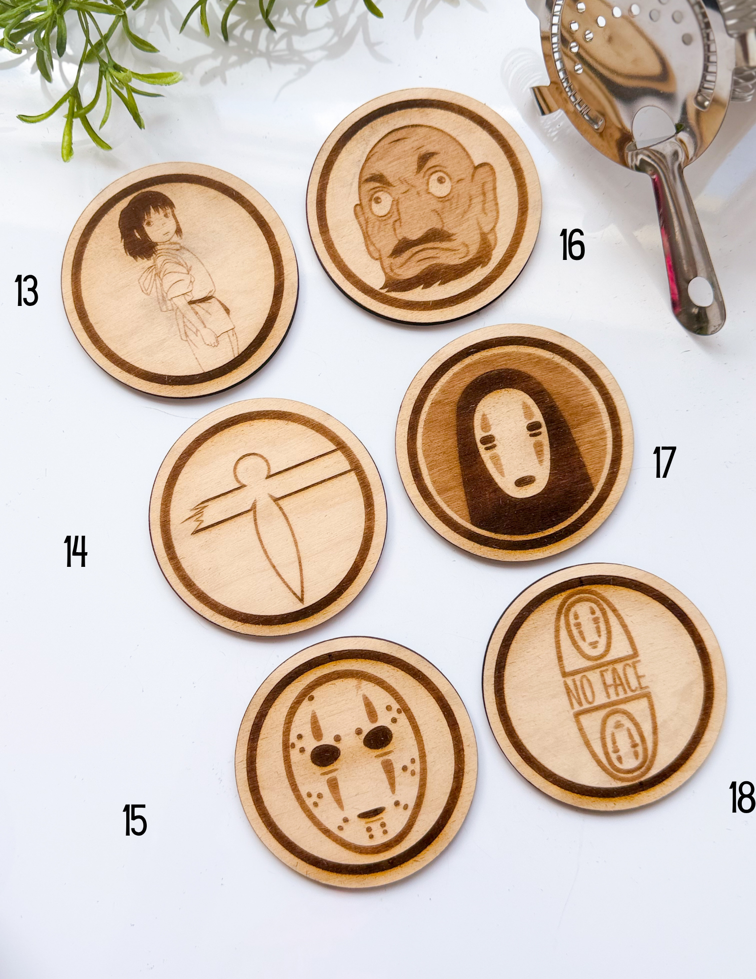 No Face Wood Coasters - Image 4